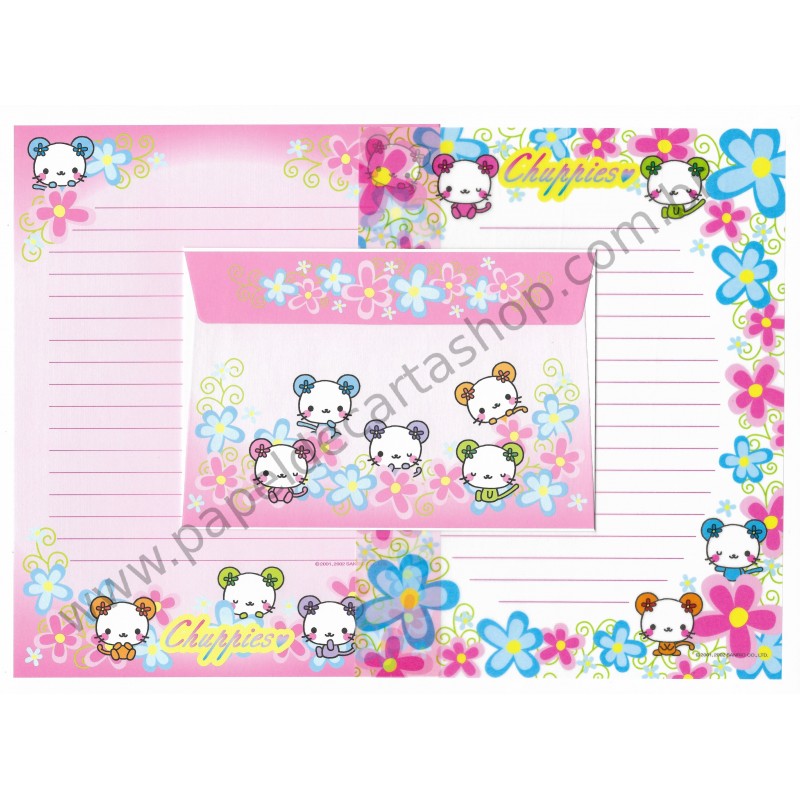 Ano 2002. Conjunto de Papel de Carta Chuppies CH Sanrio