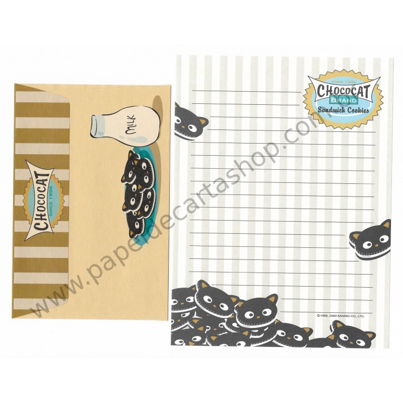 Ano 2003. Conjunto de Papel de Carta Chococat Sandwich Cookies Sanrio