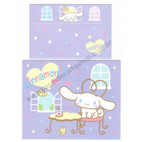 Ano 2005. Conjunto de Papel de Carta Cinnamoroll Lilás Sanrio