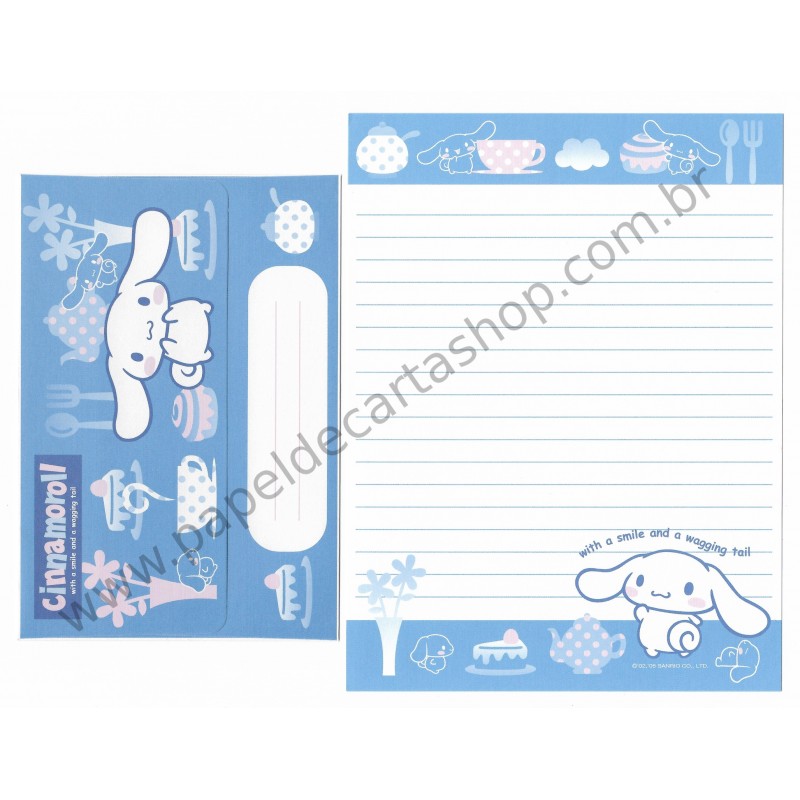 Ano 2005. Conjunto de Papel de Carta Cinnamoroll Cafe Sanrio