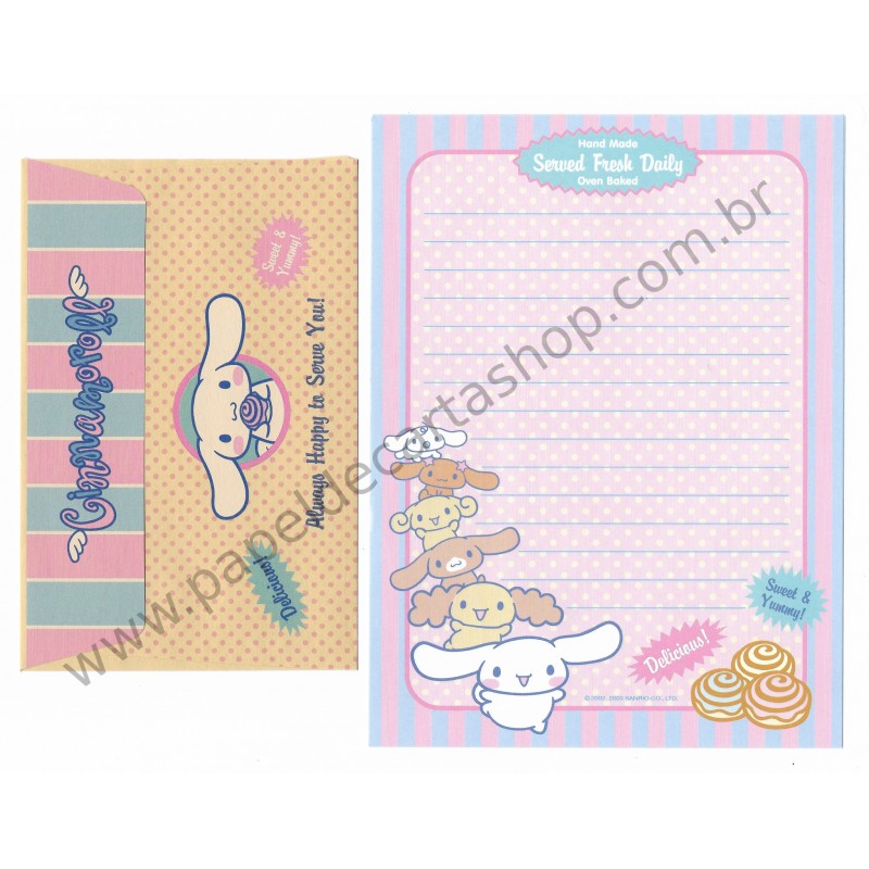 Ano 2003. Conjunto de Papel de Carta Cinnamoroll Delicious Sanrio