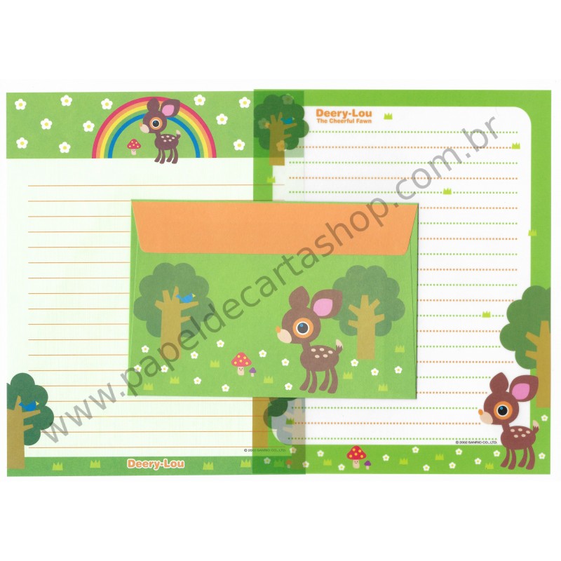 Ano 2002. Conjunto de Papel de Carta Deery-Lou DL Sanrio