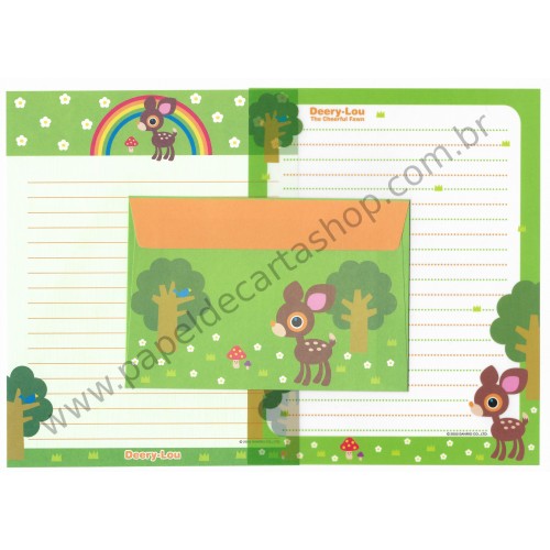 Ano 2002. Conjunto de Papel de Carta Deery-Lou DL Sanrio