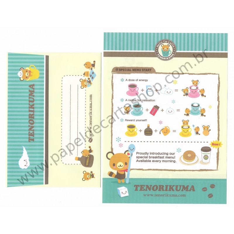 Ano 2006. Conjunto de Papel de Carta Tenorikuma - Hello I'm Latte Sanrio