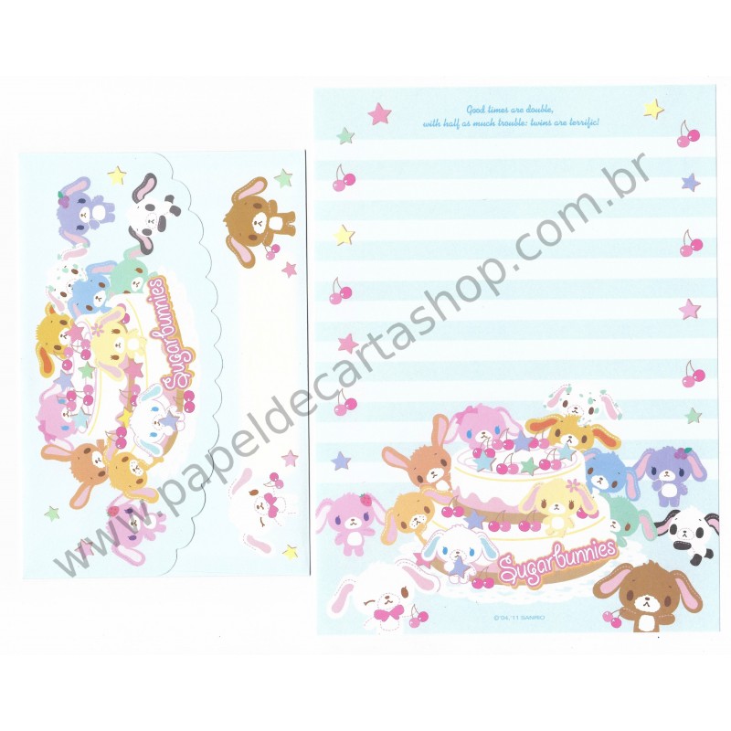 Ano 2011. Conjunto de Papel de Carta Sugarbunnies Twins Az Sanrio