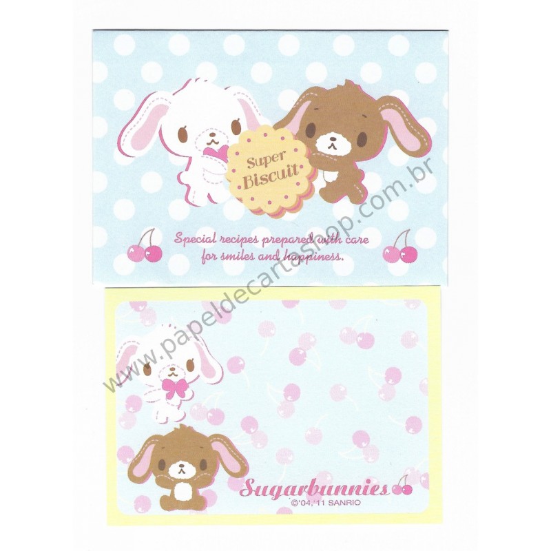 Ano 2011. Conjunto de Mini Papel de Carta Sugarbunnies Twins Sanrio