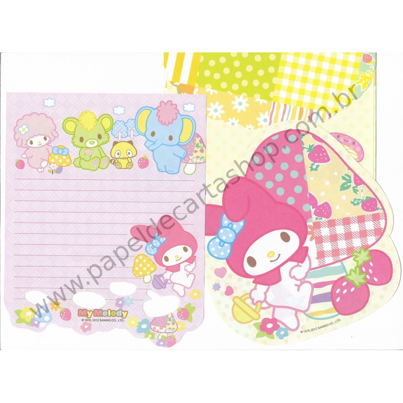 Ano 2012. Conjunto de Papel de Carta My Melody Strawberry Sanrio