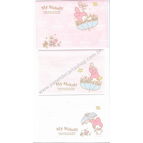 Ano 2010. Conjunto de Papel de Carta My Melody Flowery Parasol Sanrio