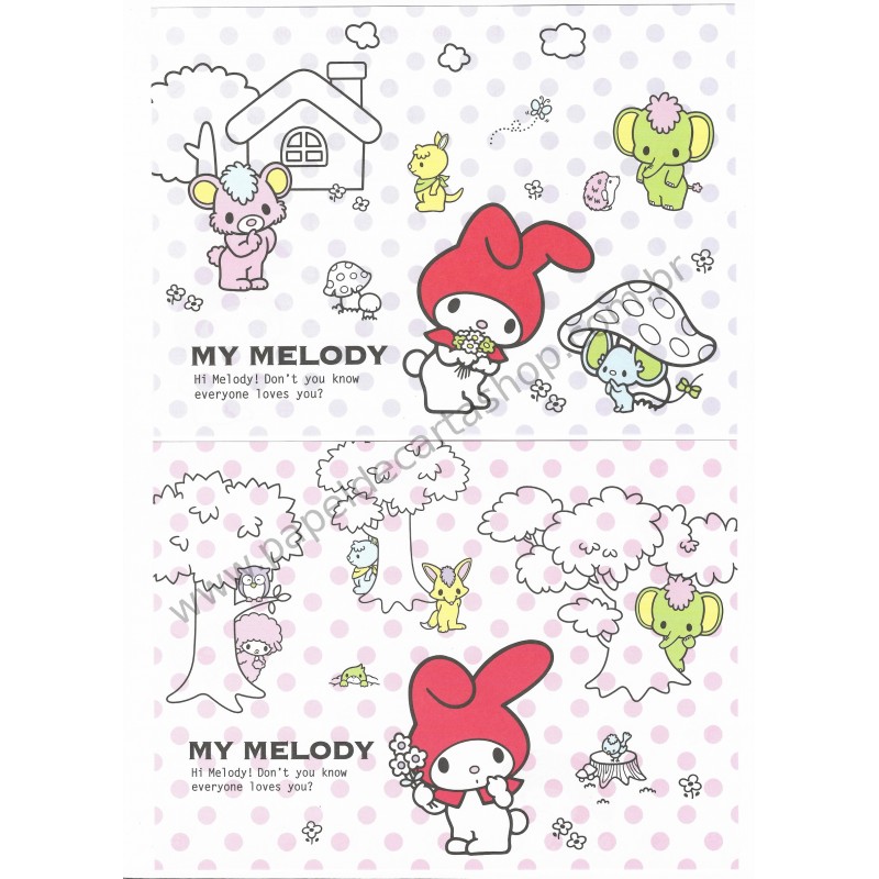 Ano 2008. Conjunto de Papel de Carta My Melody Sanrio