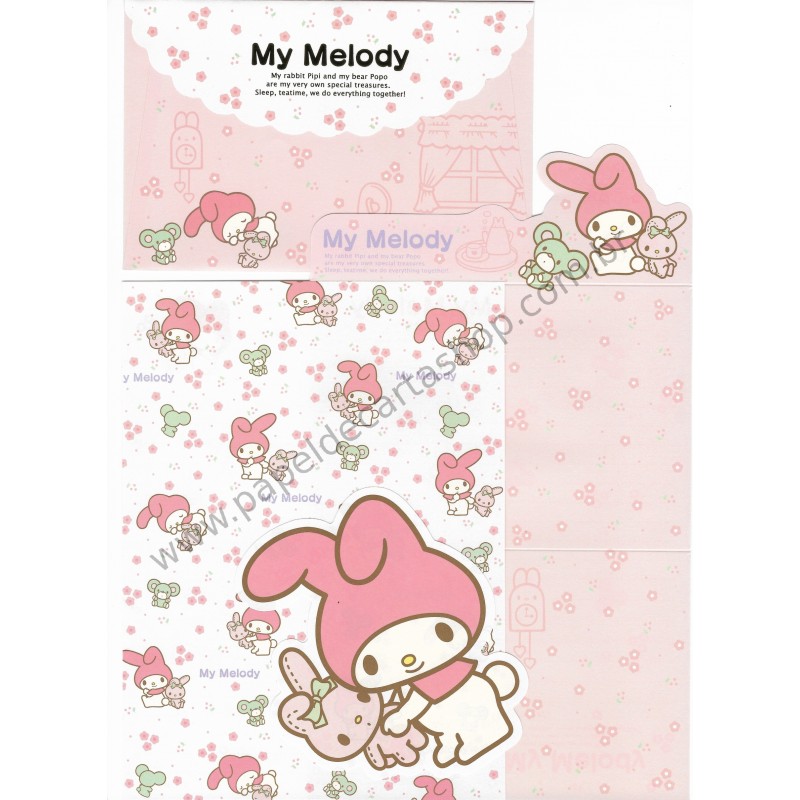 Ano 2009. Conjunto de Papel de Carta My Melody Pipi & Popo Sanrio