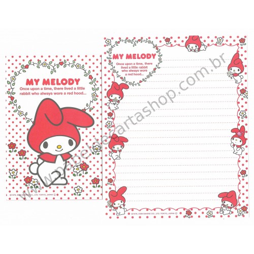 Ano 2009. Conjunto de Papel de Carta My Melody Red Hood Br Sanrio