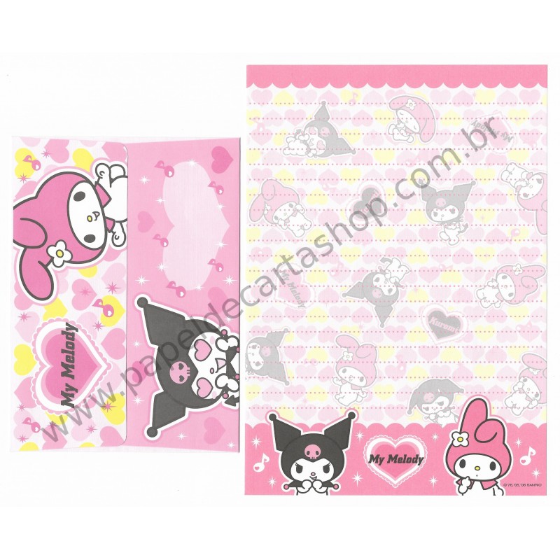 Ano 2006. Conjunto de Papel de Carta My Melody & Kuromi Sanrio