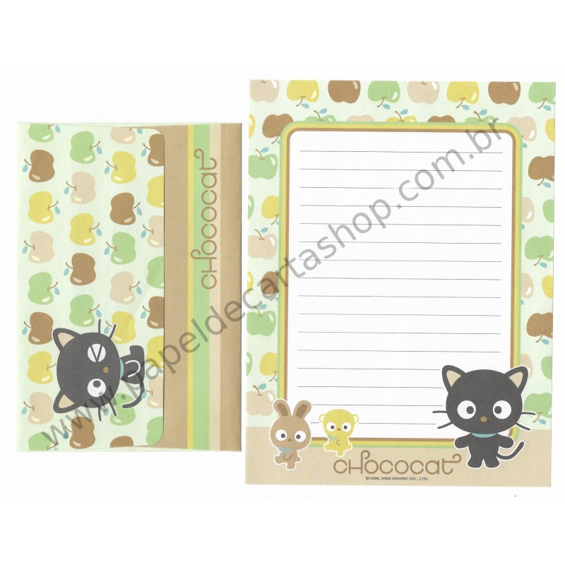 Ano 2004. Conjunto de Papel de Carta Chococat Apples Sanrio