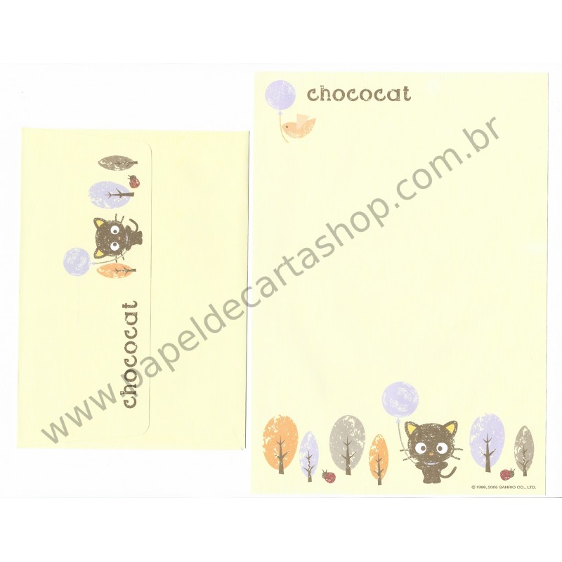 Ano 2005. Conjunto de Papel de Carta CHOCOCAT (AM 02) Sanrio