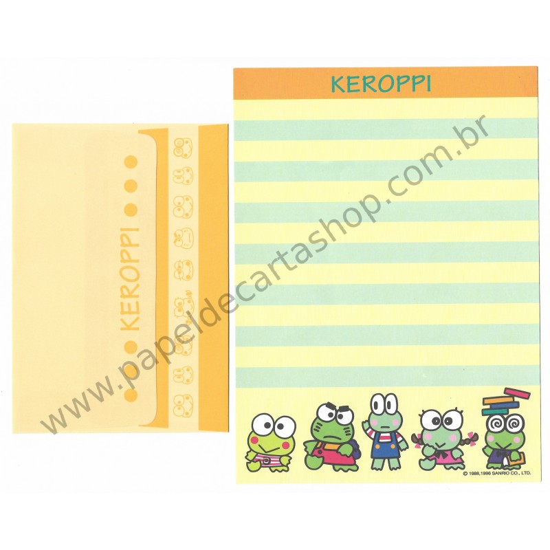 Ano 1996. Conjunto de Papel de Carta Keroppi CAM Antigo (Vintage) Sanrio