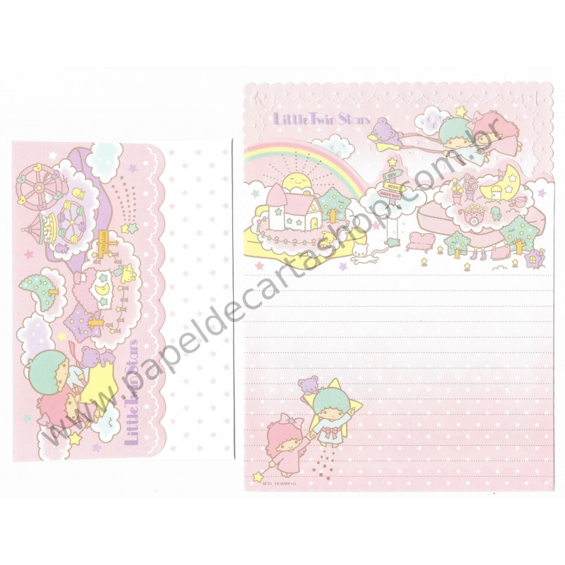 Ano 2010. Conjunto de Papel de Carta Little Twin Stars Sanrio