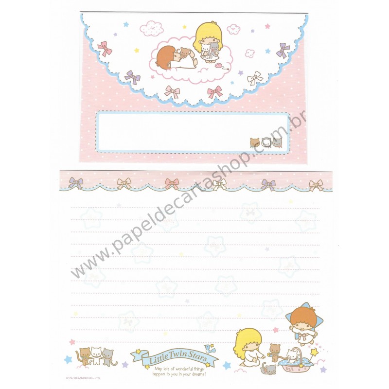 Ano 2006. Conjunto de Papel de Carta Little Twin Stars Sanrio