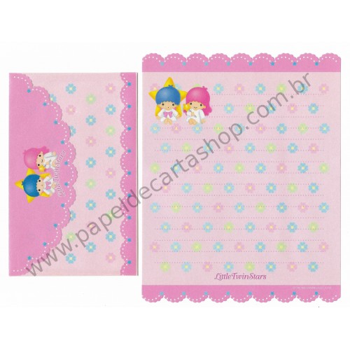 Ano 1999. Conjunto de Papel de Carta Little Twin Stars Antigo (Vintage) Sanrio