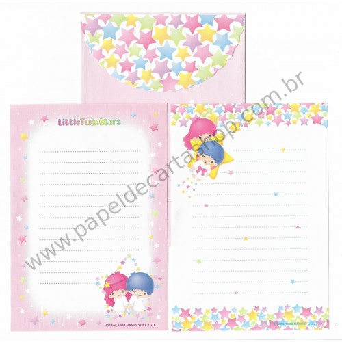 Ano 1998. Conjunto de Papel de Carta PQ Little Twin Stars Antigo (Vintage) Sanrio