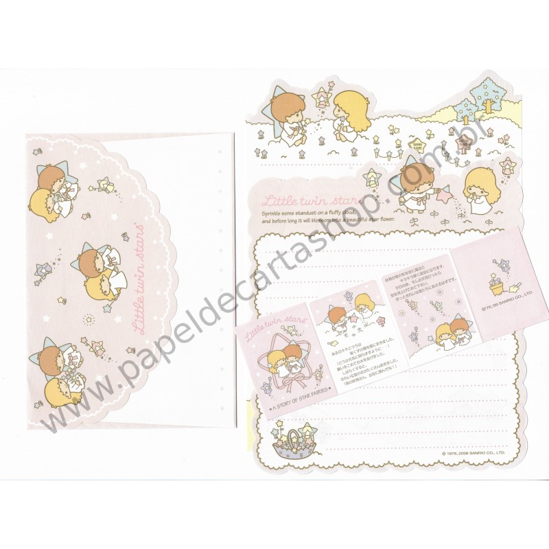 Ano 2006. Conjunto de Papel de Carta Little Twin Stars ERS Sanrio