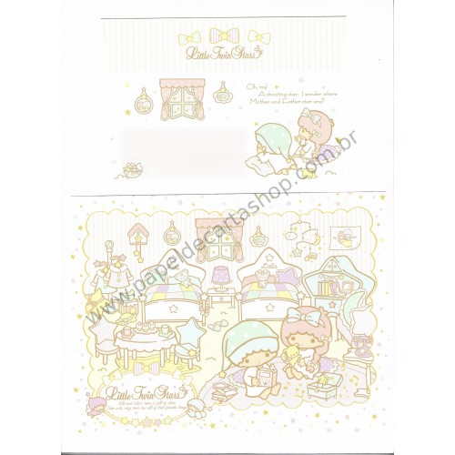 Ano 2013. Conjunto de Papel de Carta Little Twin Stars Kiki & Lala's Room Sanrio