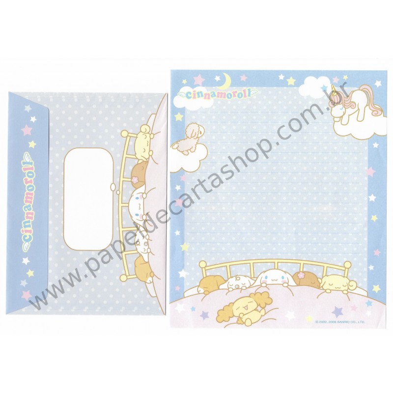 Ano 2008. Conjunto de Papel de Carta Cinnamoroll Boa Noite Sanrio