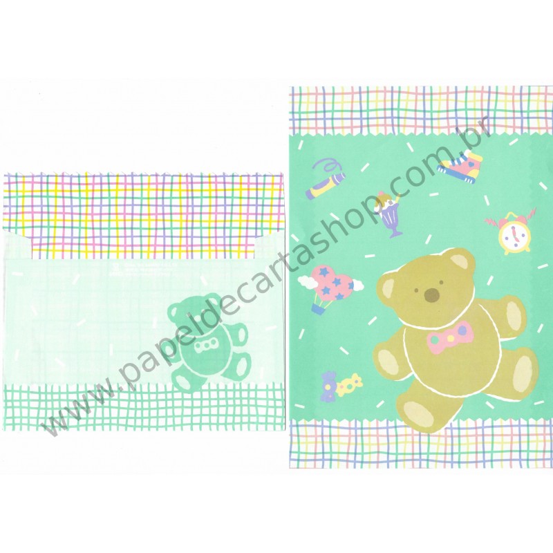 Ano 1990. Conjunto de Papel de Carta Bear Tin 2 Vintage Sanrio