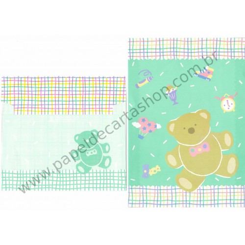 Ano 1990. Conjunto de Papel de Carta Bear Tin 2 Vintage Sanrio