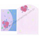 Ano 1989. Conjunto de Papel de Carta Heart Fashion Folio RS Antigo (Vintage) Sanrio