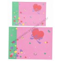 Ano 1990. Conjunto de Papel de Carta Heart Fashion Folio Antigo (Vintage) Sanrio