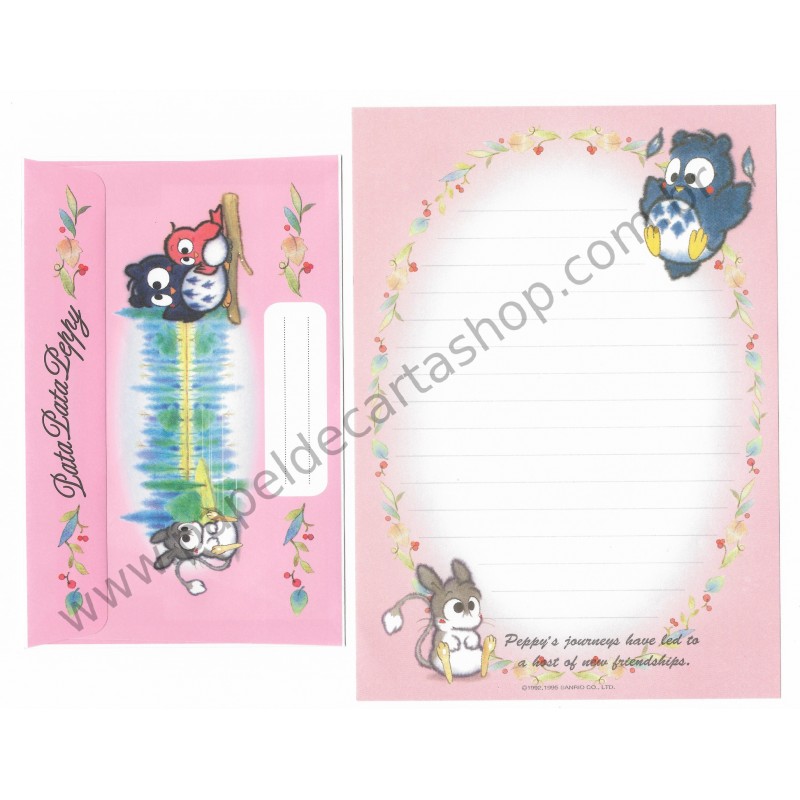 Ano 1995. Conjunto de Papel de Carta PataPataPeppy CRS Vintage Sanrio