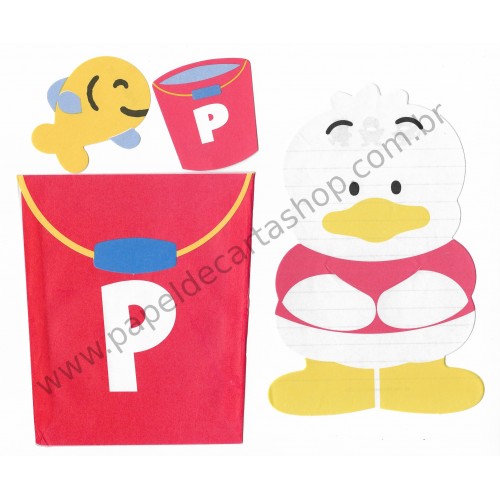 Ano 1995. Conjunto de Papel de Carta Pekkle Fishing Antigo (Vintage) Sanrio