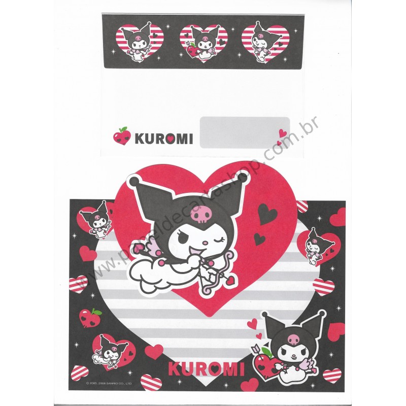 Ano 2008. Conjunto de Papel de Carta Kuromi Sanrio
