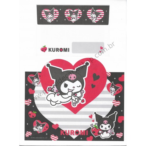 Ano 2008. Conjunto de Papel de Carta Kuromi Sanrio