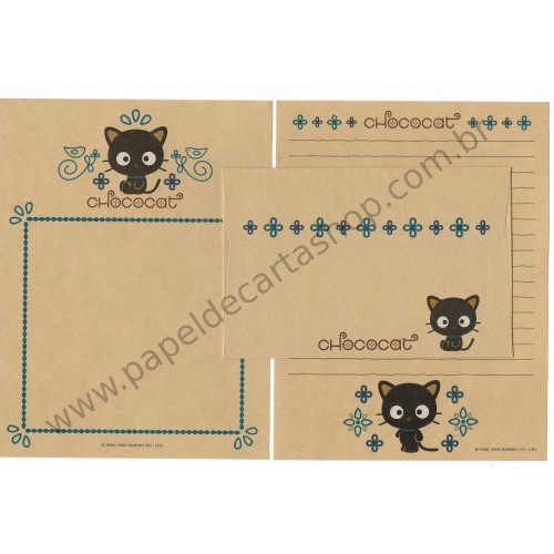 Ano 2005. Conjunto de Papel de Carta Chococat Kraft Sanrio