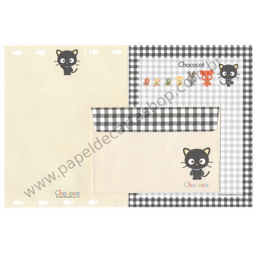 Ano 1999. Conjunto de Papel de Carta Chococat Fish Antigo (Vintage) Sanrio