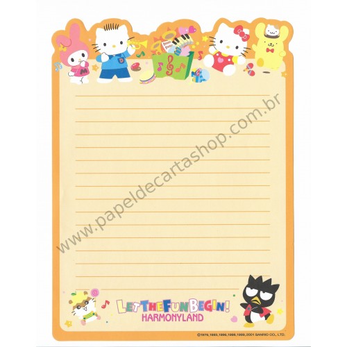 Ano 2001. Conjunto de Papel de Carta Harmonyland Sanrio Puroland