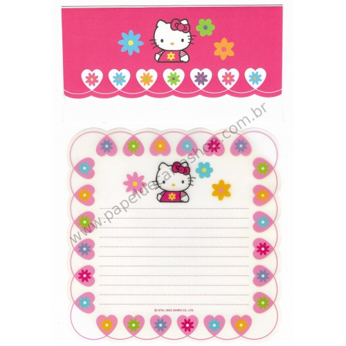 Ano 1993. Conjunto de Papel de Carta Hello Kitty Transparente Sanrio