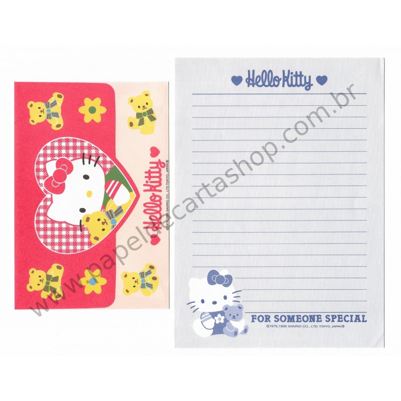 Ano 1995. Conjunto de Papel de Carta Hello Kitty Sanrio