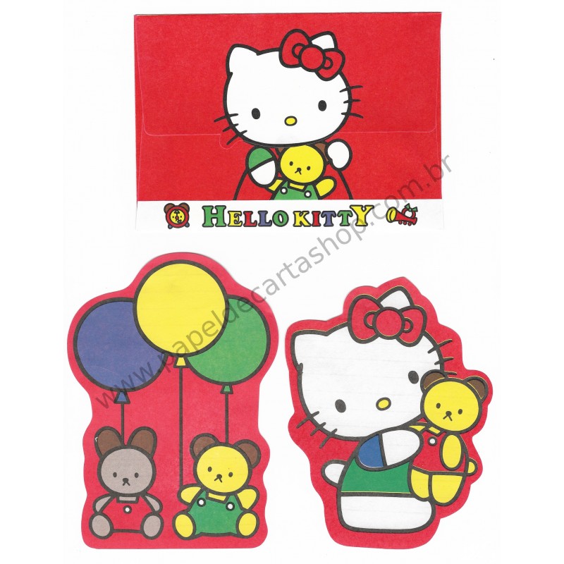 Ano 1990. Conjunto de Papel de Carta Hello Kitty Die Cut Sanrio