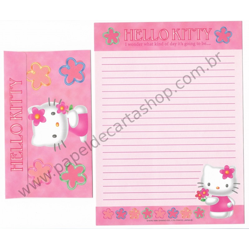 Ano 1999. Conjunto de Papel de Carta Hello Kitty Sanrio