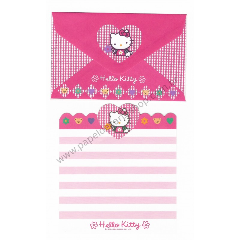 Ano 1994. Kit 4 Conjuntos de Papéis de Carta Hello Kitty Sanrio