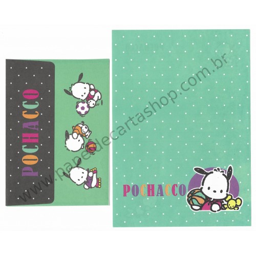 Ano 1994. Conjunto de Papel de Carta Pochacco VD Vintage Sanrio