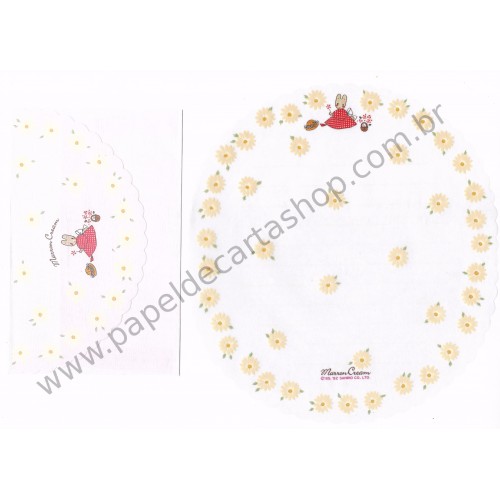 Ano 1992. Conjunto de Papel de Carta Marron Cream TRS Vintage Sanrio