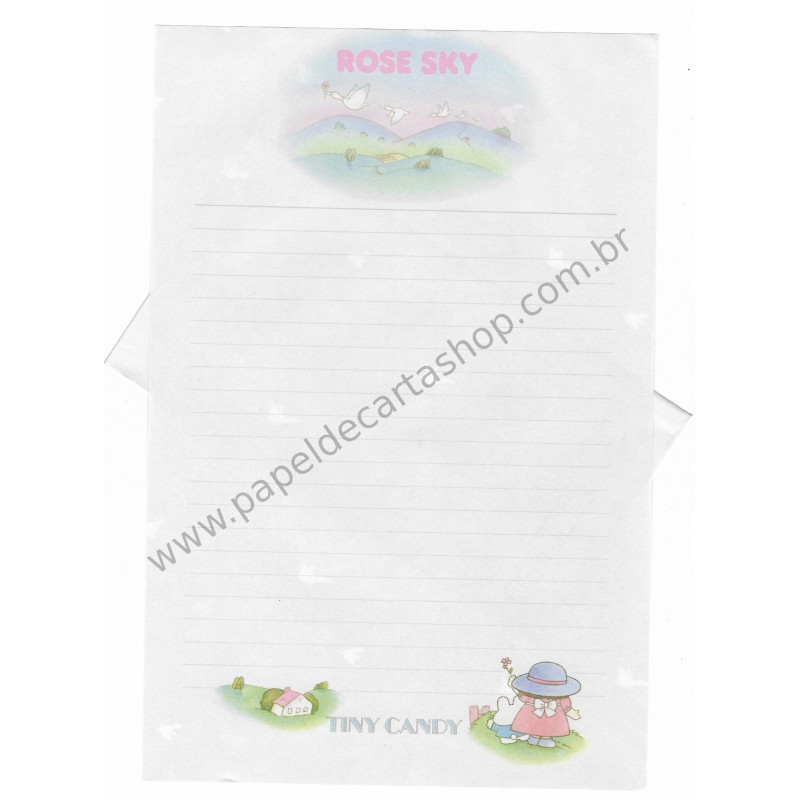 Conjunto de Papel de Carta Vintage Tiny Candy Rose Sky CGR Gakken