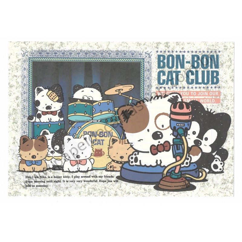 Conjunto de Papel de Carta Antigo Vintage Bon Bon Cat Play Around