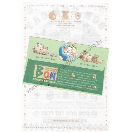 Conjunto de Papel de Carta Antigo (Vintage) Bon Bon Cat Happy Little World