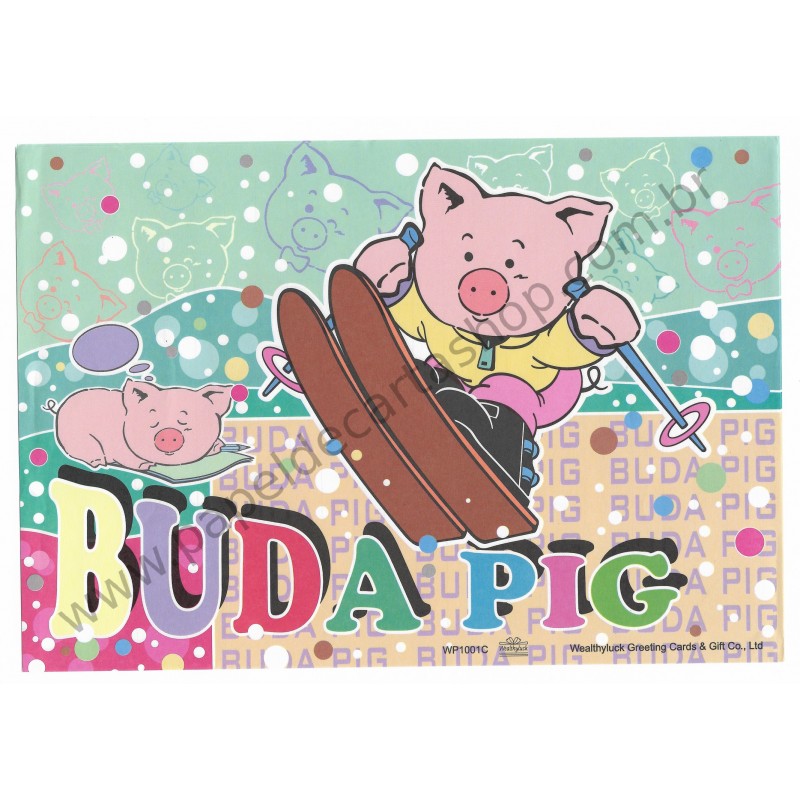 Conjunto de Papel de Carta Antigo (Vintage) Buda Pig VD Wealthyluck