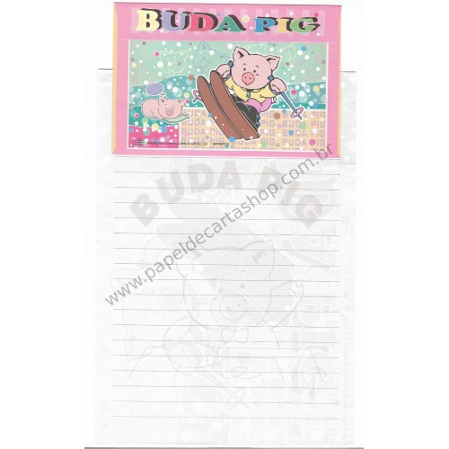 Conjunto de Papel de Carta Antigo (Vintage) Buda Pig VD Wealthyluck