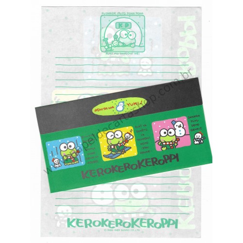 Ano 1989. Conjunto de Papel de Carta Keroppi Vintage Sanrio